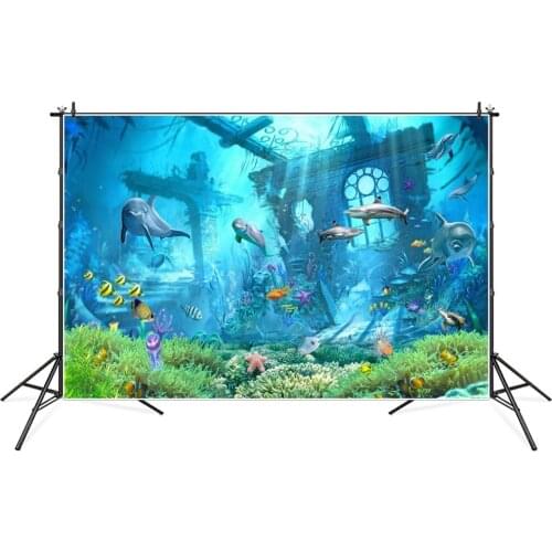 Cartoon Dolphine Underwater Sea Photography Backgrounds Customized Portrait Baby Photographic Backdrops For Home Photo Studio