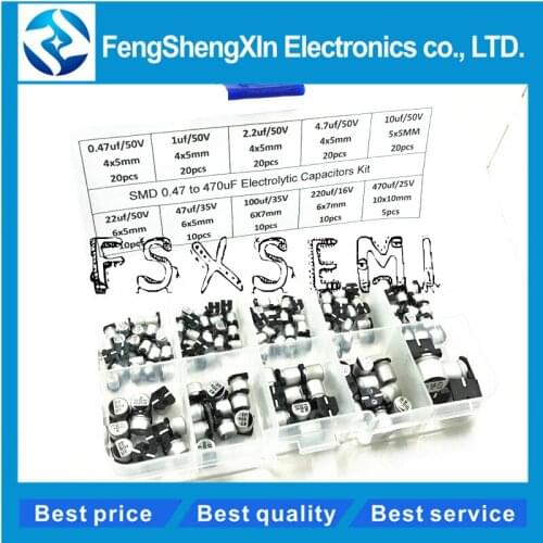 10values SMD 0.47 to 470uF Electrolytic Capacitors Assortment Kit aluminum electrolytic capacitor