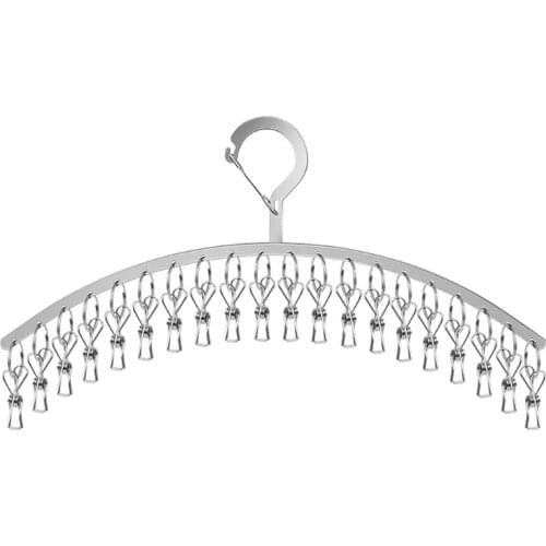 2021 New 20 Clips Stainless Steel Windproof Clothespin Laundry Hanger Clothesline Sock Towel Bra Drying Rack