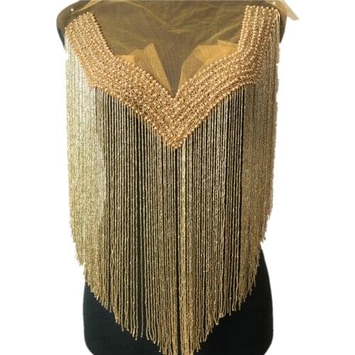 New Gold silver black single side wedding embroidered crystal rhinestone collar necklace appliques for craft