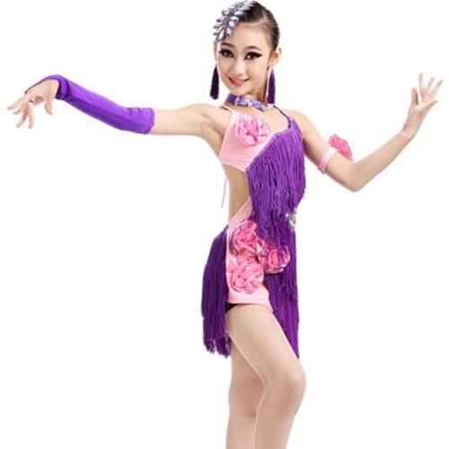 New Latin Fringe Dress Sexy Ballroom Latin Salsa Dancing Dress Clothes Samba Dance Costume Kids Child Latin Dancewear For Girls