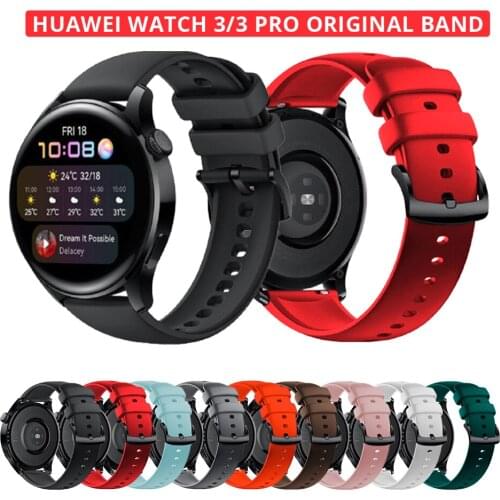 Original Silicone Band for Huawei Watch 3 46mm Origin Watchstrap for Huawei Watch 3 46mm Huawei Watch 3 Pro 48mm Black Buckle