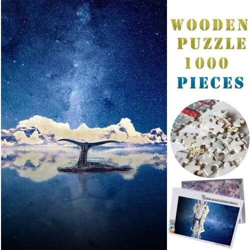 MOMEMO Whale Tail 1000 Pieces Wooden Puzzles Beautiful Picture 1000 Pieces Jigsaw Puzzle Adults Wooden 1000 Pieces Puzzle Toys