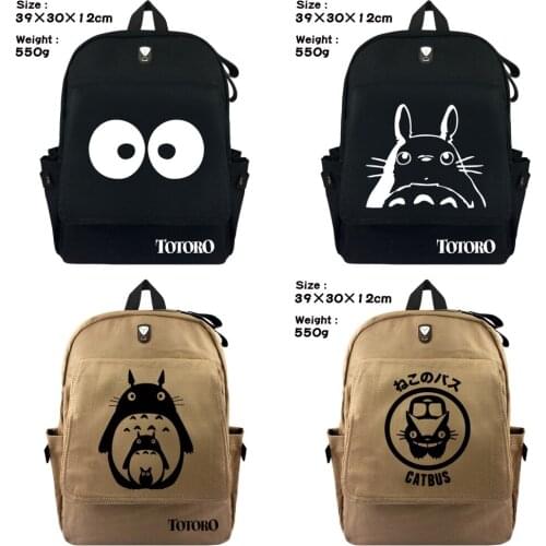 Anime My Neighbour Totoro Student Casual School Bag Cell Phone Pocket Rucksack Travel Bag Backpack Shoulder Fashion Canva Bag