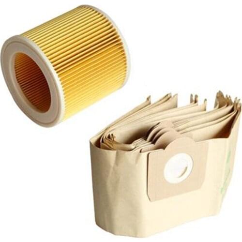 5X Dust Bag 1X Filter for KARCHER WD3 Premium WD 3,300 M WD 3,200 WD3.500 P 6,959-130 Vacuum Cleaner