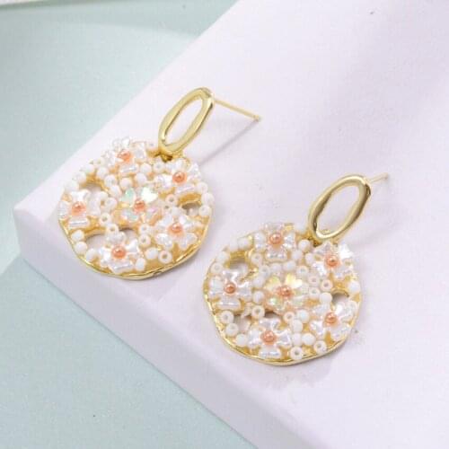 FYSL Light Yellow Gold Color Many Style Shell with Irregular Shape Sone Stud Earrings for Women Jewelry