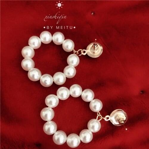 2021 new Fashion Jewelry White Imitation Pearl Earrings big Round 6mm Pearl Earrings Statement Earrings for woman