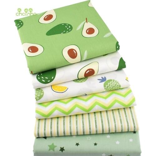 Chainho,Avocado Green Series,Print Twill Cotton Fabric,Patchwork Cloth For DIY Sewing Quilting Baby&Childrens Material,50x160cm