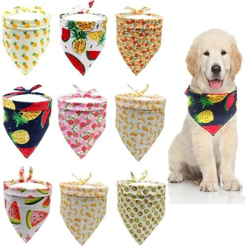 Spring Summer Small Dog Cat Bibs Scarf Adjustable Grooming Bandana Puppy Pet AccessoriesBandanas Pineapple Watermelon Puppy