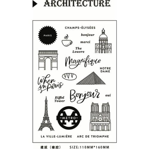 11*16CM Hot sale Iron tower Transparent Clear Stamps / Silicone Seals Roller Stamp for DIY scrapbooking photo album/Card Making