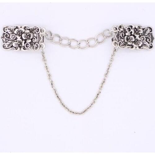 Sweater Clip Cardigan Clip Collar Clip Women Tone Filigree With Double Chain