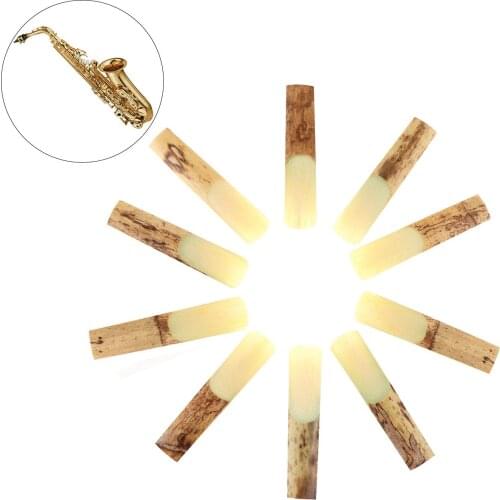 10pcs Portable Alto bE 2-1/2 Saxophone Reeds Bamboo Strength 2.5 with a Box for Alto bE Saxophone Accessories Parts