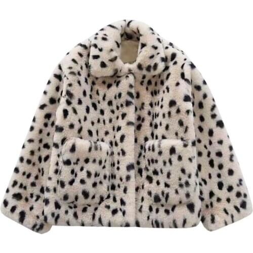 2021 New Plush Jacket Women Winter Short Korean Version Loose Faux Fur Leopard Print Fur Coat Women