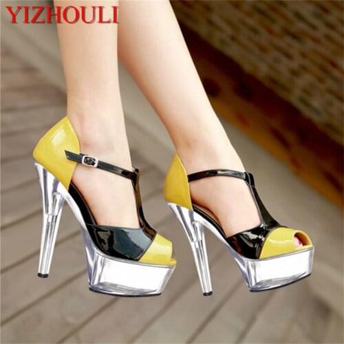 Womens high heels stilettos open-toed sandals fashion red wedding platform shoes 15cm