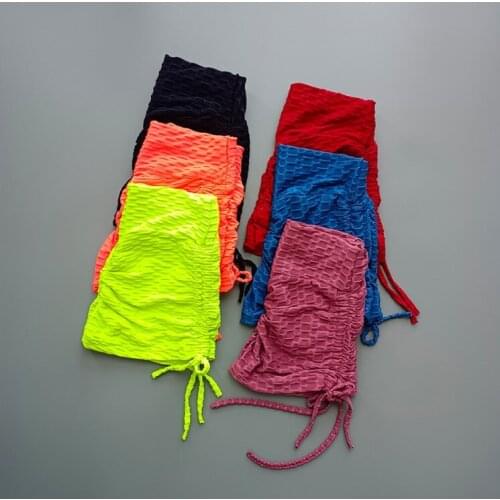 Drawstring Sports Shorts Womens Tight Running Training Yoga Pants Push Up High Waist Hip Lift Fitness Outside Pants Thin Tights