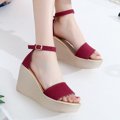 Scrub Sandals Muffin High Heel Small Size 33 yards Wedge Comfortable Women Sandals Waterproof Platform