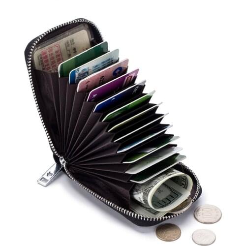 Women Credit Card Holder Split Leather Purse for Cards Case Wallet for Credit ID Bank Card Holder Men Cardholder and Coins