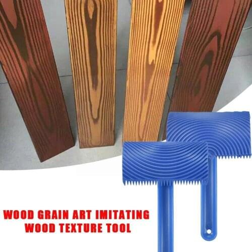 1pc Blue Rubber Wood Grain Paint Roller DIY Graining Grain With Tool Painting Tool Pattern Wall Home Roller Painting Handle I0I9