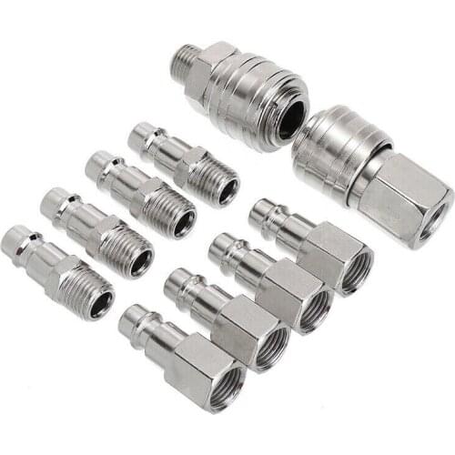 10Pcs 1/4" Air Line Fitting BSP Euro Air Line Fitting Hose Compressor Quick Release Connector For Hardware Pneumatic Tools