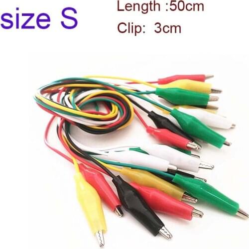 10pcs Dual Ended Alligator Roach Clip Cable Jumper Wire Test Leads 50cm 5 Color
