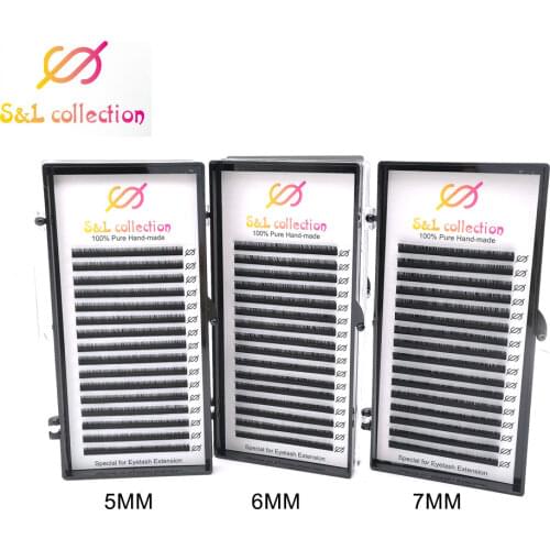 16rows/case Eyelash Extension 5-7mm J/B/C/D Curl 0.05/0.07/0.10 Soft Individual Natural Bottom Lashes Mink Makeup Wholesale