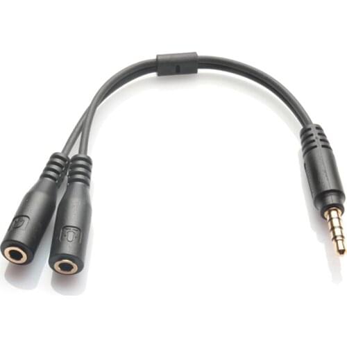 3.5mm Stereo Audio Male to 2 Female Headphone Mic Y Splitter Cable Adapter