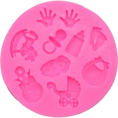 Baby Shower Party stroller hand bottle Trojan Shape 3D fondant cake chocolates silicone mold kitchen candy cupcake decoration