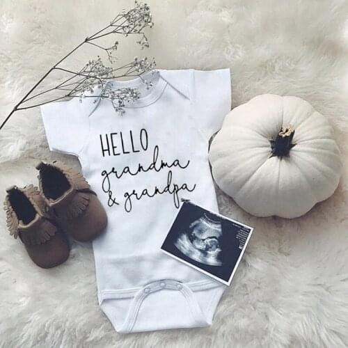 Hello Grandma&grandpa Baby Bodysuit Pyjamas Kids Clothes Letter Print Newborn Baby Playsuit Boys Girls Clothes Baby Streetwear