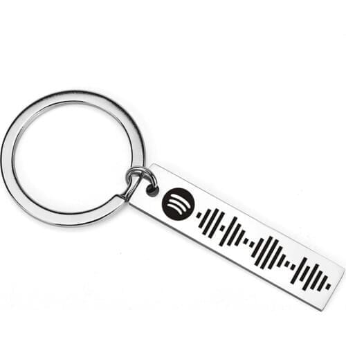 Personalized Music Spotify Scan Code Keychain For Women Men Stainless Steel Keyring Custom Laser Engrave Spotify Code Jewelry