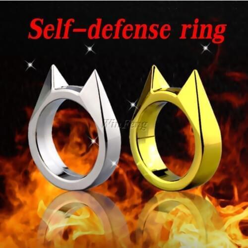 Trendy Cat Ear Self Defence Finger Ring Pendant Keychain Multifunction Outdoor Survival Tool EDC Tactical Self Defense Supplies