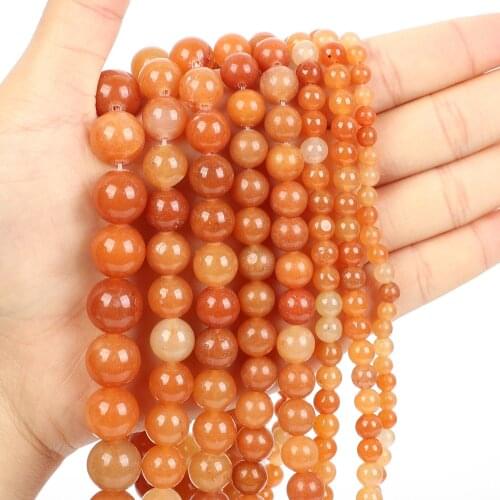 Natural Stone Beads Red Aventurine Charm Round Loose Beads for Jewelry Making Needlework DIY Bracelet Strand 4-12 MM