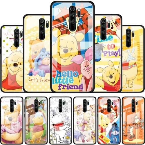 Disney Winnie the Pooh for Xiaomi Redmi K40 K30 K20 Pro Plus 9C 9A 9 8A 7 Luxury Shell Tempered Glass Phone Case Cover