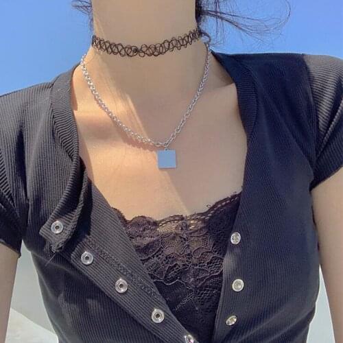 Double Metal Chain Coin Pendant Necklace Lace Neckband For Women Girls Heart Pearl Pendant Couple Necklace Jewelry Dropshipping