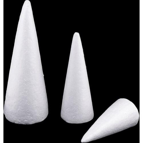 3Pcs White Cone Styrofoam Foam DIY Christmas Tree for Kids Modeling Crafts