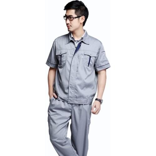 Summer Work Clothing Set Men Women Auto Repairmen Work Coverall Electric Factory Breathable Workshop Durable Mechanical Uniforms