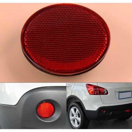 DWCX Red Left Car Rear Bumper Round Reflectors Light Reflective Strips Fit for Nissan QASHQAI 2007-2010 2011 2012 2013 2014 2015