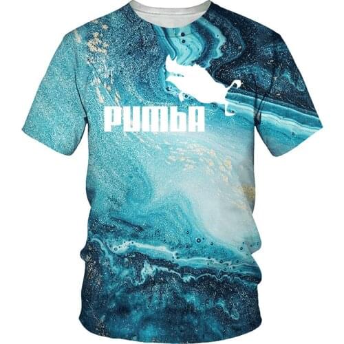 2021 Novel Mens Summer 3d Printing Letters Animal Fun Style Fashion Street Casual Breathable Round Neck Short Sleeve T-shirt