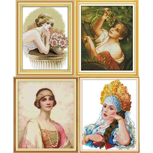 Elegant woman series pattern counted 14CT Cross stitch kit printed canvas DMC 11CT needlework embroidery DIY set threads crafts