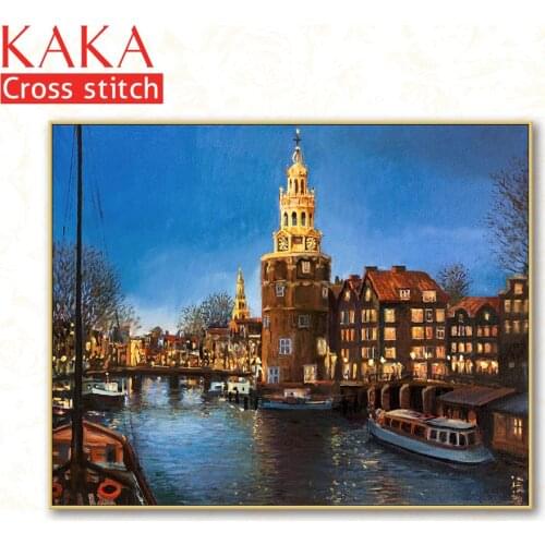 Cross stitch kits,Embroidery needlework sets with printed pattern,11CT-canvas for Home Decor Painting,Landscape Full NCKS077