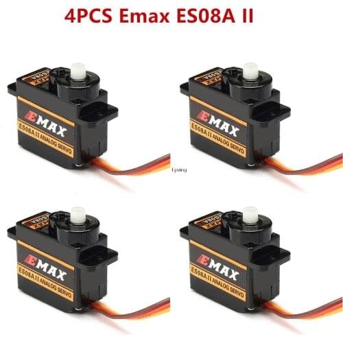 4PCS Emax ES08A II High Sensitive Mini Sub Mini Plastic Gear Analog Servo 1.8kg/sec for RC Models Helicopter ES08MD ES08MA