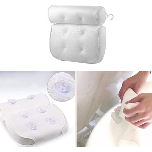 3D Mesh Spa Cushion Bath Tub Spa Pillow Non-Slip Bathtub Head Rest Pillow With Suction Cups For Neck And Back Bathroom Supply