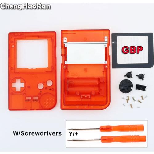 ChengHaoRan Full Set Clear Red Housing Shell Case Cover For Gameboy Pocket Game Console for GBP With Buttons Screw Drivers