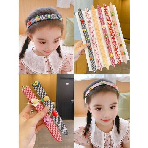 Girls Velcro Hairband Cartton Acrylic Charms Headband for Children Sweet Hairpin Bangs Paste Broken Hair Post Headband Headdress