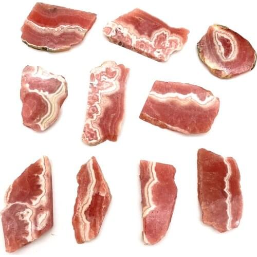 Drop Shipping 1pc Natural Raw Rhodochrosite Slice Quartz Crystals Specimens Rock Healing Natural Stones and Crystals