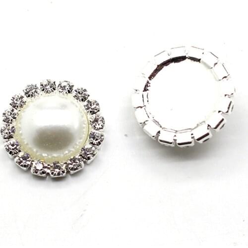 Sale Price White Pearl Buttons Rhinestones Plating 10pcs/Set Imitation Inlay Handwork Diy Sewing Accessory Wedding Dress