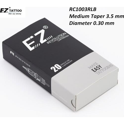 RC1003RLB EZ Revolution Cartridge Tattoo Needles Round Liner Medium Taper #10 Bugpin Tattoo Needle for Cartridge Machine & Grips