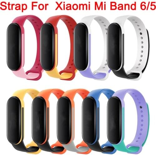 Silicone Strap For Xiaomi Band 6 5 Miband 6/5 Two Color TPU Replacement Wristband Bracelet For Xiaomi Mi Band 6/5 Wristband