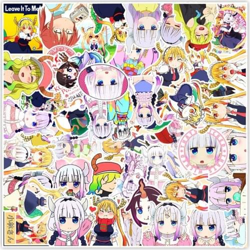 10/50Pcs Miss Kobayashis Dragon Maid Anime Stickers Cute Girl Decals for Skateboard Laptop Luggage Waterproof Car Sticker Toy