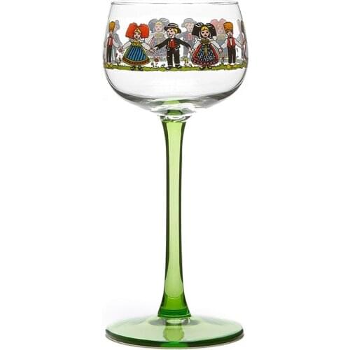 180Ml Ins Wine Glass Vintage Kawaii Alsatian Style Small Man Nordic Sweet Pole Whiskey Cup Gold Foil Vodka Multi-Purpose Goblet