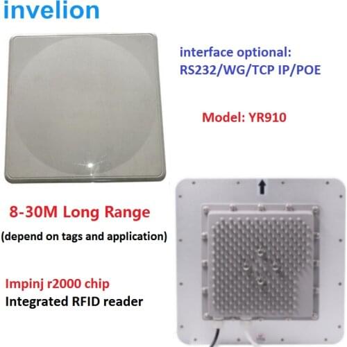 IP65 waterproof impinj r2000 1-30m multiple tags long range Integrated 12dbi linear uhf rfid antenna reader